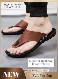Buy Eva Sandals for Men Light and Breathable Beach Flip Flops Non Slip Slippers Leather Casual T Shaped Slipper in UAE