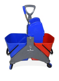 Buy Professional Double-Bucket Mop Trolley | Italian Manufactured | 360-Degree Rotating Swivel Wheels | Suitable For Hospitality Settings, Commercial Use, & Professional Use | 50 Liters in UAE