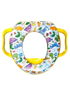 Buy Cushioned Children's Toilet Seat Baby Toddler Child Kids Adapter Seat with Handles Western Toilet Potty Training Seat for Boys Girls Fits Round Oval Toilets Printed in UAE