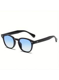 اشتري Vintage Round Sunglasses Men Women Johnny Depp Style Color Summer Eyewear See Through Tinted Lens Blue Black في السعودية