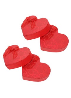 اشتري Heart Paper Gift Box 4Pcs Heart Shaped Gift Box Gift Box With Cover And Ribbon Storage Case Paper Storage Container For Lovers Mother Father (Red) Heart Gift Packing Box في الامارات