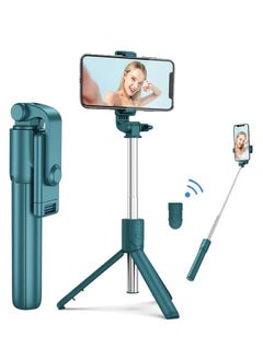 Buy Selfie Stick, Long Selfie Stick with Tripod Stand, Bluetooth Mobile Selfie Stick for Mobile Phone, Makeup,Selfie, Vlogging, Youtube, Live, iphone (104cm Green) in UAE