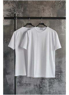 Buy White Basic Slim Fit 100% Cotton 2-Pack Crew Neck Short Sleeve T-Shirt TMNSS19BO0071 in Egypt