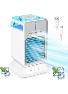 Buy Portable Air Conditioner Cooling Fan, Rechargeable Air Conditioner, Evaporative Mini Air Conditioner, 3 Win Speeds & 2-8H Timer, Personal Air Cooler with Humidifier for Bedroom Office（23*14*14cm） in Saudi Arabia