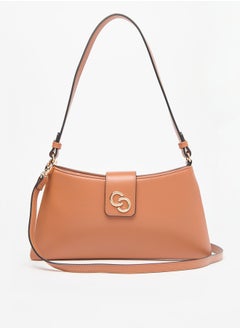 Buy Solid Shoulder Bag with Detachable Strap and Magnetic Closure in UAE