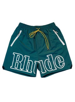 Buy RHUDE Letter 3M Reflective Shorts Unisex Casual Beachwear dark green in Saudi Arabia