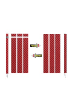 Buy Super Slim Adhesive Carbon Fiber Pencil Skin for Apple Pencil 1st & 2nd Generation Sticker Wrap Red in UAE