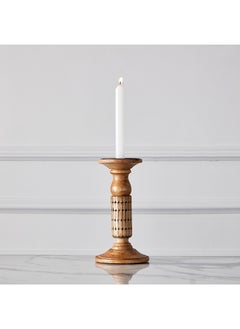 Buy Splendid Wooden Pillar Candleholder 12 x 22.5 x 12 cm in Saudi Arabia