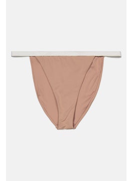 اشتري Women Colorblock Bikini Bottom, Tan/White في الامارات