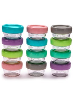 Buy Set Of 12 Airtight, Leakproof Glass Baby Food Containers With Easy Open Lids, 2Oz in Saudi Arabia