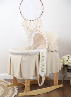 Buy Moses basket baby bassinet with wooden rocking stand in UAE