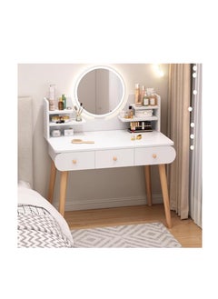 اشتري Makeup Vanity Desk with Mirror and Lights, Cute Vanity Makeup Table, Small Vanity Table for Bedroom with Lots Storage, 3 Lighting Modes في الامارات