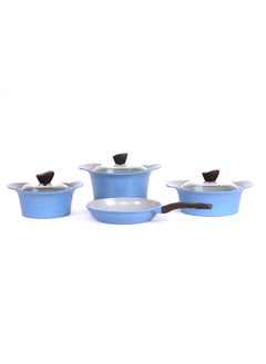 Buy Ceramic Cookware Set 7 Korean Blue Pieces in Saudi Arabia