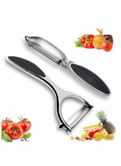 اشتري Vegetable Peeler for Kitchen, Y-Shaped Veggie Fruit, Stainless Steel Peelers with Ergonomic Non-Slip Handle, Good Grip & Durable, Set of 2 في الامارات