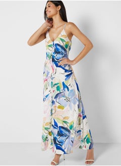 Buy Strappy V-Neck Printed Dress in UAE