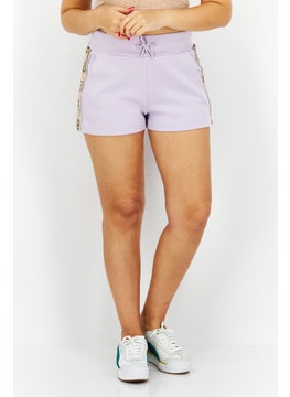 اشتري Women Drawstring Brand Logo Basic Short, Lavender في الامارات