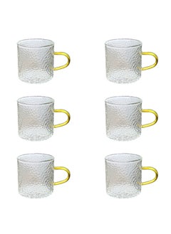 Buy Borosilicate Glass Mugs with Gold Handles, Set of 6, For Coffe And Espresso in Egypt