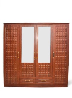 Buy 4 Door Wooden Wardrobe Cabinet Cupboard Engineered Wood Perfect Modern Stylish Heavy Duty Color Charry in UAE