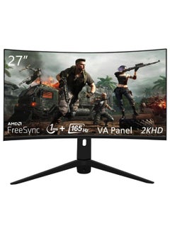 Buy 165Hz 1K Gaming Monitor, 27 Inch Frameless Display QHD 2560 x 1440P, Curved 1800R, VA 1ms MPRT, Supports 165Hz HDR, FreeSync, DisplayPort/HDMI 2.0, VESA in Saudi Arabia