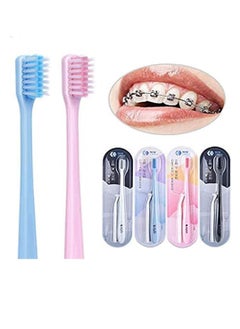 Buy 4 Pcs V-Shaped Orthodontic Toothbrush Soft Bristle with One Inter-Dental Brush Interdental Brush Soft Bristle Braces Brushes in UAE