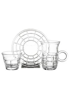 Buy Stoneware Glass Tea and Coffee Cup Set 36 Pieces 12 Persons in Saudi Arabia