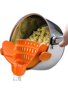 Buy Strain Pot Strainer and Pasta Strainer - Adjustable Silicone Clip On Strainer for Pots, Pans, and Bowls - Kitchen Colander - Orange in Saudi Arabia