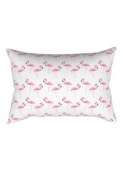 Buy Flamingo Design Pillow Cover Polyester White/Pink 30x50centimeter in UAE