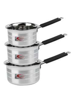 اشتري KITCHENMARK 3pc 1.5L, 2L, 2.5L Stainless Steel Milk Pan Saucepan Wire Handle في الامارات