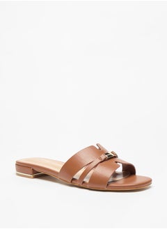 Buy Solid Slip-On Flat Sandals in UAE