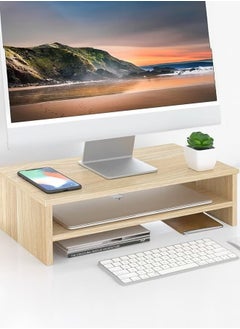 Buy Monitor Stand Riser,2 Tier Computer Monitor Stand With 3 Tier Storage Shelf Desktop Organizer,For Office And Home Use in UAE