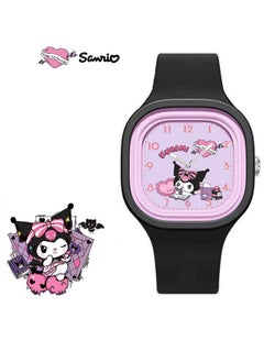 Buy Black Square Cartoon Sanrio Kuromi Pattern Children's Watch Silicone Strap Suitable for All Ages Kids Gift Watches in Saudi Arabia