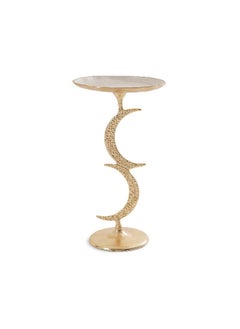 اشتري Crescent Accent Table Enamel - White And Gold في الامارات