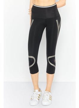 اشتري Women Sportswear Fit Graphic Print Training Leggings, Black/Grey في الامارات