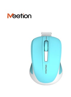 اشتري MEETION MiniGo Small Travel 2.4Ghz Cordless Silent Computer Cute Mini Rechargeable Laptop Wireless Mouse (8CM) cyan color في الامارات