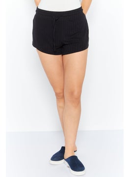 Buy Women Drawstring Plain Basic Short, Black in UAE