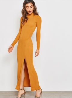 Buy Ribbed Back Split Maxi Dress in Saudi Arabia