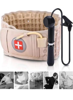 Buy Back Decompression Belt Lumbar Support Massage Air Traction Belt With Extended Pad, Fits 26-43 Inches Waist in UAE