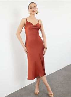 اشتري Cinnamon Lined Evening Dress in Woven Satin. TPRSS19BB0058 في مصر