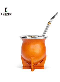 Buy Argentina Yerba Mate Cup With Ceramic liner Straw Tea Gourd Mug One Bombilla Mate (Straw) a Cleaning Brush in UAE