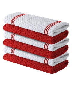 Buy Premium Kitchen Towels – Pack of 6, 100% Cotton 40cm x 70cm Absorbent Dish Towels - 425 GSM Tea Towel, Terry Kitchen Dishcloth Towels- Red Dish Cloth for Household Cleaning by Infinitee Xclusives in UAE