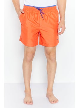 اشتري Men Textured Drawstring Board Short, Red/Orange في الامارات