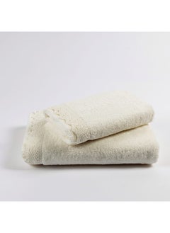 Buy Lacy Hand Towel, Ivory - 500 GSM, 80x50 cm in UAE