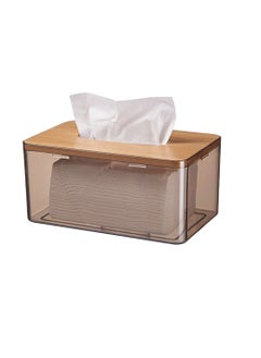 Buy Clear Facial Tissues Box With Bamboo Wood Lid in Egypt