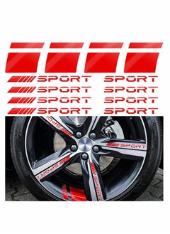 Buy Wheel Rim Decal Stripes Set Sport Emblem Reflective Stickers, Auto Racing Sport Logo Decals Waterproof Wheel Stripe Car Rim Stripes for 18-21 Inch Wheels Tire Rim Safety Decoration12 Pcs in UAE