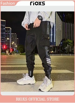 Buy Men's Sports Pants Fashion Trousers Casual Workout Jogging Drawstring Pants With Multiple Pockets in UAE