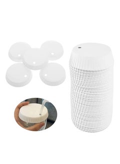 Buy Disposable Paper Cup Lids with Straw Hole Vent Hole, Universal Cup Cover Accessories with 7mm Straw Hole, Recycled Paper Drinking Cup Lids Covers Perfect for Hotel Coffee Bar, 100pcs 7.5 * 7.5cm in UAE