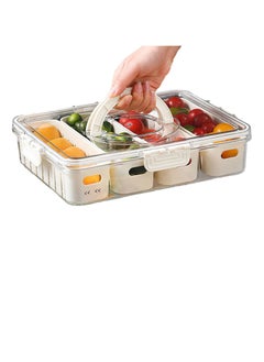 اشتري Divided Serving Tray with Lid and Handle Portable Snack Platters Organizer for Candy Veggie Tray Fruit Tray Fruits Nuts Snacks Great for Party Entertaining Picnic 4 Compartments في السعودية