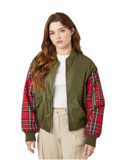 Buy Plaid Combo Bomber Jacket in Egypt