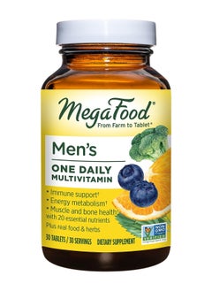 Buy Men's One Daily, Multivitamin - Immune Support, Energy Metabolism, Muscle and Bone Health with 20 Essential Nturients, Dietary Supplement, Non-GMO, Vegetarian - 30 Tablets in UAE