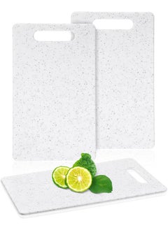 اشتري 2-Pack Bar Counter Cutting Boards Mini Plastic Cutting Board Set Kitchen Dishwasher Safe Granite Colorful Cutting Boards for Camping Food Fruit Prep Vegetables Easy Grab (White, 6" x 10") في الامارات